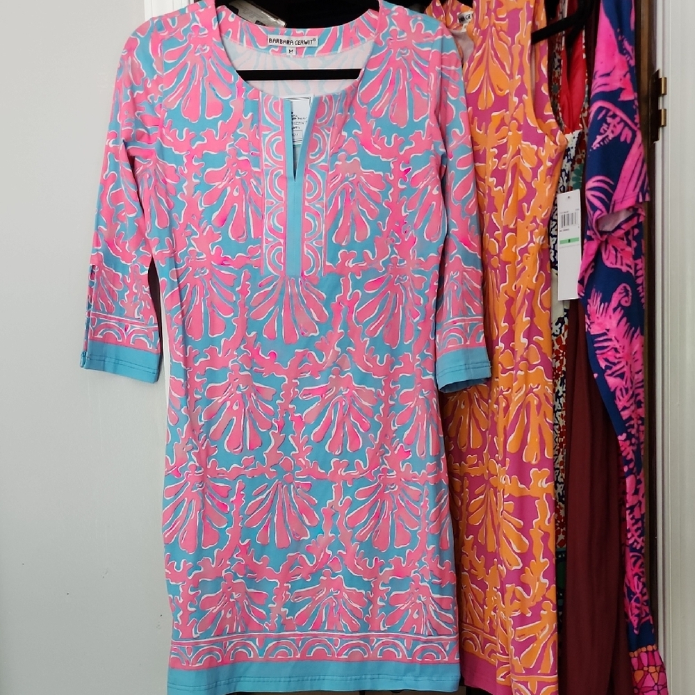 Barbara Gerwit Vibrant Pink And Soft Blue Dress